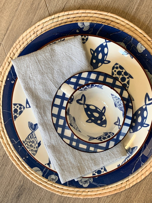 SERVILLETA AZUL PLATA